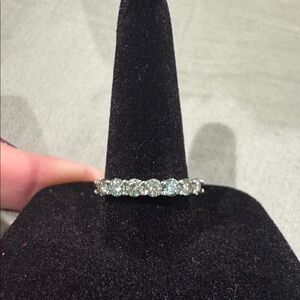 Green Moissanite and Silver Ring Size 6